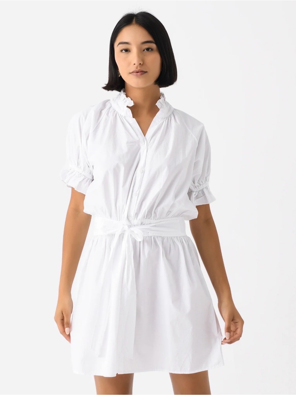 Stark X women’s size XS White Ruffle Collar Tie-Waist Shirt cotton Abby Dress